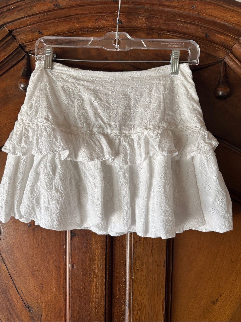 White Eyelet Ruffle Mini Skirt